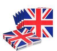 20Pcs Union Jack Napkins Serviettes, 2-Ply 33x33cm British Paper Napkins UK Flag Napkin for Union Jack Royal Theme Party Table Decoration Supplies