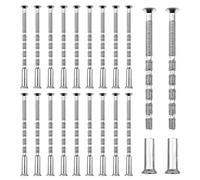 20PCS Universal M4 Door Handle Screws, Door Handle Bolt Through Fixings, Door Handle Fixing Screws, Screw Connecting Bolts & Sleeves, for Door Handle, Door Lock and Escutcheons, Cabinet, Drawers