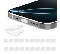 20Pcs USB C Dust Plug, Silicone Anti Dust Plug Cover + Portable Storage Box Compatible with iPhone 15 16 Pro Max, Samsung Galaxy Google Pixel (20Clear)