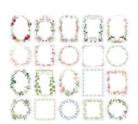 20Pcs Vintage Floral Border Stickers Writable Self-Adhesive Paper Label Stickers for Journal Scrapbooking Gift Tag Home Office Classroom DIY Craft Decor