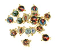 20Pcs Virgin Mary Christ Jesus Medal Rosary Center Connection Part, Golden | St Benedict Our Lady of Guadalupe Medal for DIY Catholic Jewelry Making