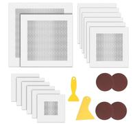 20PCS Wall Repair Kit, 2/4/6/8 Inch Wall Repair Patch, Self-Adhesive Plasterboard Patch with 4 Sandpaper 2 Scraper, Aluminum Mesh Patches, Walls Hole Filler Patches for Ceilings Cracks Filler