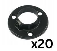 (20pcs) Wardrobe End Supports Brackets for Round Hanging Rails Steel Black Hanger 25mm