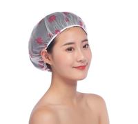 20pcs Waterproof Printed PE Shower Cap for Hair Protection, Reusable | Soft, Portable Design for Face Washing and Kitchen Cooking, Mixed Colours Per Set, Adult Use Random Color