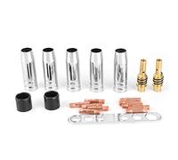 20Pcs Welder Nozzle Set with 0.8mm Contact Tip and 12mm Burner Nozzle, Compatible for MAG MIG MB15 MB14 Welding Gun, Copper Steel Nozzles with Insulated Sleeves and Rods