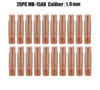20pcs Welding Torch Nozzles for MB-15AK MIG/MAG Torch, Copper Alloy, 0.6/0.8/0.9/1.0/1.2mm Aperture, 25mm Length, for Industrial Welding Equipment(1.0mm)