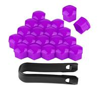 20pcs Wheel Lug Nut Bolt Cover Caps 17mm Lug Nut Cover Hub Screw Anti-theft Cover Cap with Removal Tool Clip (Purple)