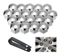 20Pcs Wheel Nut Cap Universal Tyre Nut Covers 17mm Hexagonal Wheel Nut Caps Bolt Covers Wheel Nut Covers Wheel Trims Wheel Bolt Nut Caps Covers for Cars (Silver)