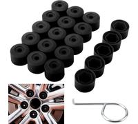 20PCS Wheel Nut Covers,17mm Plastic Wheel Bolt Nut Caps Covers with Removal Tool,Universal Hexagonal Tire Nut Cover,Compatible with Volkswagen Audi Jetta Golf Polo Passat Arteon Beetle (Black)