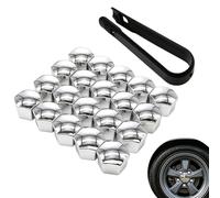 20Pcs Wheel Nut Covers 19mm Wheel Nut Covers Silver, Universal Wheel Nut Caps with Removal Tool, Hexagonal Lug Nut Covers Compatible with Most Cars, Wheel Nut Covers 19mm Silver Exterior Trim