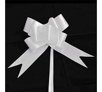 20pcs White 50mm/5cm Large Ribbon Pull Bows for Party Wall, Gift Wraps, Christmas Trees, Wedding, Birthday Hampers Decoration Florist Pullbows
