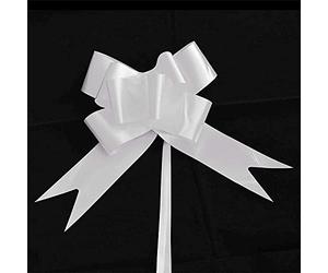 20pcs White 50mm/5cm Large Ribbon Pull Bows for Party Wall, Gift Wraps, Christmas Trees, Wedding, Birthday Hampers Decoration Florist Pullbows