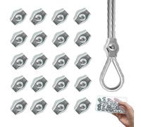 20pcs Wire Rope Single Clip with A Clear Plastic Box Stainless Steel Single Bolt Cable Clamp M3 Simplex Single Bolt Wire for Guy Line Awning Fastening Clothesline Rigging Hardware