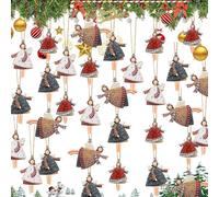 20pcs Wood Angel Christmas Ornaments, Wooden Christmas Little angel ornaments, Mini Hanging Angels for Christmas Trees, Fireplaces, Doors