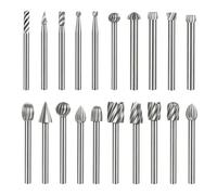 20Pcs Wood Carving Bits Set Compatible with Dremel Rotary Tools, 2.7mm-8mm | Tungsten Carbide Tip Wood Carving Kit, 3mm(1/8") Shank HSS Rotary Burr Set for DIY Woodworking, Engraving, Drilling, Grooving