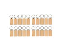 20Pcs Wood Engraving Blanks Rectangle Blank Wooden Key Chain for Keychains (Width:1.22 Inch)