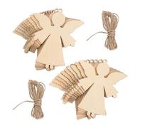 20pcs Wooden Angel Cutouts Hanging Ornaments with Hole and String