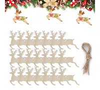 20PCS Wooden Christmas Tree Decorations, Reindeer Christmas Crafts for Kids, Baubles Christmas Decorations, Wood Tags Ornaments with Twines Ropes for Hanging Xmas Tree Decor&Art Crafts DIY Gift(Elk)