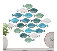 20pcs Wooden Fish Sculpture Wall Decor, Home Coastal Decor Beach Oceanic Theme Fish Ornament For Bathroom Living Room Bedroom Wall Decoration