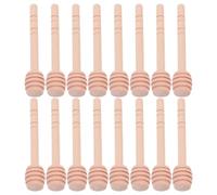 20pcs Wooden Honey Stirrer Dipper 3.9 Inch Mini Mixing Wand | Natural Solid Wood, Spiral Grooved Handle, Reusable Beige Design for Syrup, Jam, Tea Time and Travel