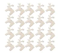 20pcs Wooden Reindeer Christmas Ornament, Unfinished Hanging Decor | Natural Wood Texture, Blank Surface for Painting, Easy to Hang, for Wreath Making and Garlands