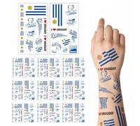 20Pcs World Cup Football Tattoo Temporary, National Flag Tattoos Stickers, Football Fans Transfer Stickers European Cup International Competitions Tattoo for Kids (Uruguay)