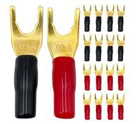 20Pcs Y U Shape Spade Banana Gold Plated Fork Banana jack Solderless Speaker Cable Power Terminal Connector