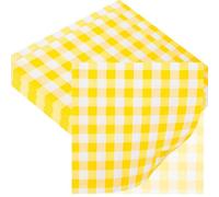 20pcs Yellow Checkered Paper Serviettes Napkins,Gingham Luncheon Napkins Tea Party Napkins Decor,Disposable Party Serviettes Tissue Table Decorative for Picnics,Tea Parties,Birthday,Wedding Decor