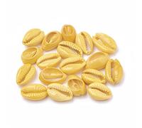 20pcs Yellow Cowrie Shell Beads Undrilled Spray Printed Spiral Seashell Loose Spacer Beads Summer Beach Shell Charms 15~18mm for Vase Filler Fish Tanks Decoration DIY Jewelry Making