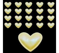 20PCS Yellow Heart Appliques Sew on Patches PU Leather Iridescent Heart Embellishment Patches for Clothes,Bag Sequin Decor 3.5cm*3cm