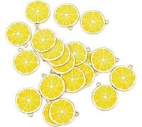 20Pcs Yellow Lemon Fruit Enamel Lemon Charms Pendant Beads for DIY Jewelry Making Bracelet Necklace Charms Beading and Jewelry Making