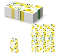 20Pcs Yellow Lemon Napkins Serviettes Disposable 40x33cm,2Ply Fruit Cocktail Napkin Dinner Guest Tissue Hand Towels Decorative Paper Napkins for Decoupage Summer Spring Bathroom Tropical Bridal Party