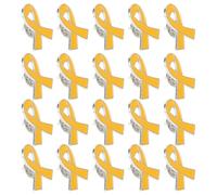 20pcs Yellow Ribbon Lapel Pin Alloy Awareness Enamel Brooch