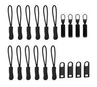 20Pcs Zipper Pull Replacement Set - 12 Cord Zipper Pulls & 8 Metal Zip Pulls Heads for Backpacks, Jackets, Luggage