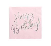 PartyDeco Happy Birthday Napkins 33 x 33 cm 3-Ply Paper Napkins Birthday Napkins Pack of 20