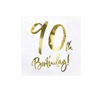 20Pk 33X33Cm White 90Th Birthday Napkins