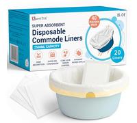 20pk Omnitex 2500ml High Absorption Capacity Commode Liners, Bed Pan Liners 80% SAP granules gel conversion pad | Strong Adult Portable Toilet Bag with drawstring and SAP Pad | CE & UKCA certified