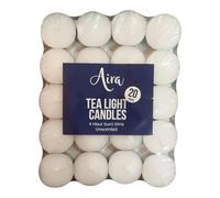 20pk Unscented Tealight Candles - 4 Hour Burn Time - Long-Lasting and Ideal for Home, Relaxation, Romantic Dinners, Weddings, Festive Decor, Cosy Evenings