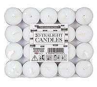 20PK Unscented White Wax Tealight Candle in Metal Holder 4 Hour Burn Time Approx