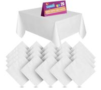 20pk White Paper Table Cloths Disposable 90x90cm Tablecloths for Parties Thick Absorbent Covers - Easy Clean Up for Weddings, Birthdays, Gender Reveals, Craft Activities, Kids’ Meals, Family Events