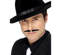 20's Black Gangster Moustache - unisex mens adult gangster moustache ladies fancy dress