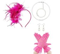 20s Flapper Costume Set Hair Ornament, B | Necklace Earring Cosplay Accessory for Women Girl Special Occasion
