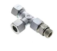 20S & M27x2 Zink Plated Steel Right Angle Tee Cutting Fitting with Male Threads 400 bar Adjustable ISO 8434-1