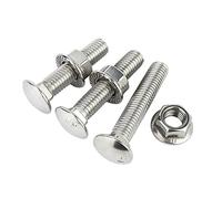 20set M4×25mm 304 stainless steel carriage screw flange nut combination GB12 small head half round square neck screw bridge bolt