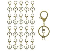 20sets Lobster Claw Clasps Hook with Flat Split Keychain Ring with Swivel Trigger Clip with Little Lobster Clasp for DIY Craft Jewelry Making Bronze