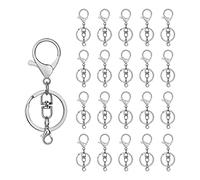 20sets Lobster Claw Clasps Hook with Flat Split Keychain Ring with Swivel Trigger Clip with Little Lobster Clasp for DIY Craft Jewelry Making Silver