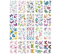 20sheets Glittery Colorful Butterfly Wing Eye Makeup Face Stickers, Fine Glitter Makeup Tattoo Stickers