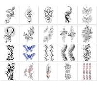 20sheets Simple, Waterproof, Long-Lasting Temporary Tattoo Stickers With Butterflies And English Letters, Suitable For Both Men And Women, For Covering Scars And Personalizing.