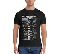 20th Anniversary 2001 2021 Fast Furious Signatures Mens T-Shirt Cotton Unisex Tee Black Tops M