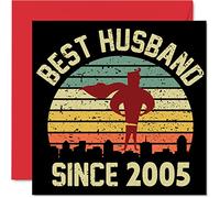 20th Anniversary Card for Husband from Wife - Best Husband Since 2005 - I Love You Gifts, Happy 20th Wedding Anniversary Cards for Partner, 145mm Greeting Cards Anniversaries